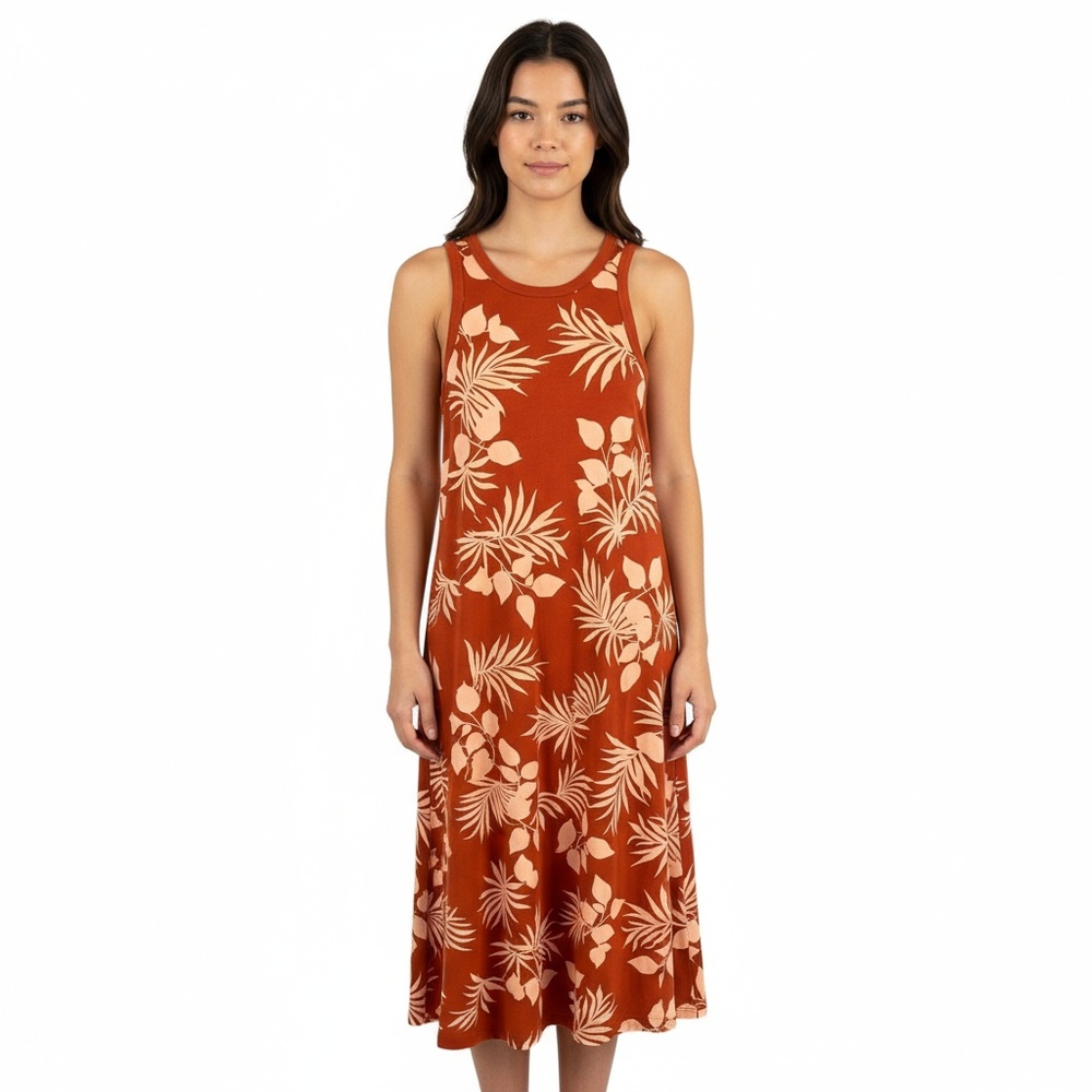 UNIVERSAL STANDARD Knit Tank Dress Midi Red Tropical Print Size 4XS / 00-0 New